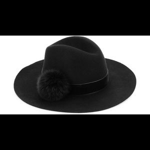 Hat Attack Black Luxe Dyed Fur Pom Pom Fedora